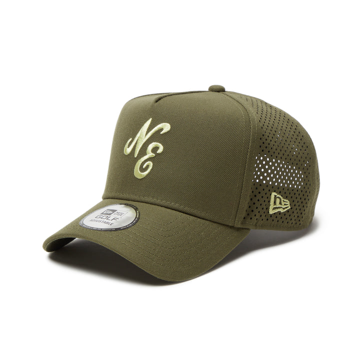 9FORTY A-Frame Golf New Era Logo Laser Perforated Olive Snapback