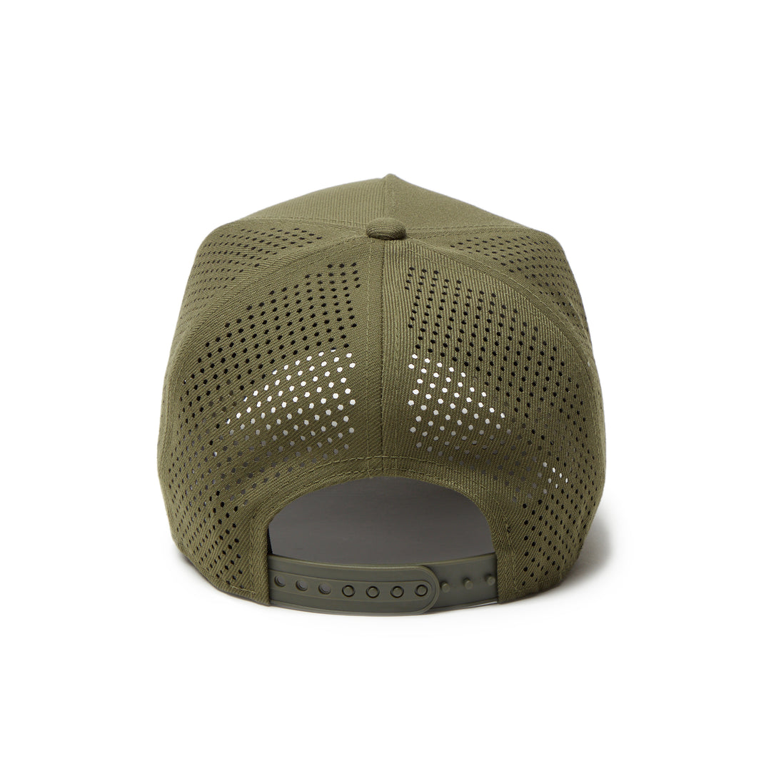 9FORTY A-Frame Golf New Era Logo Laser Perforated Olive Snapback