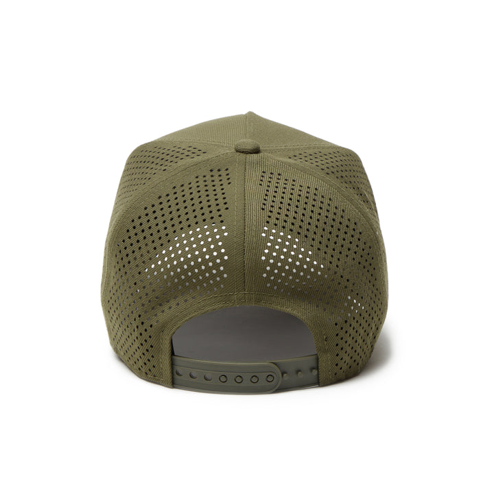 9FORTY A-Frame Golf New Era Logo Laser Perforated Olive Snapback