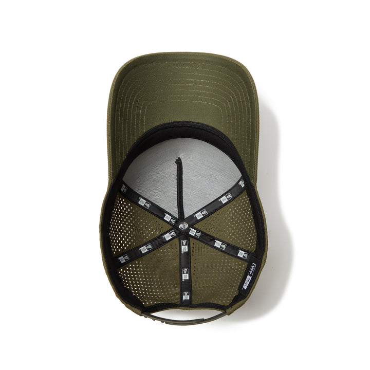 9FORTY A-Frame Golf New Era Logo Laser Perforated Olive Snapback