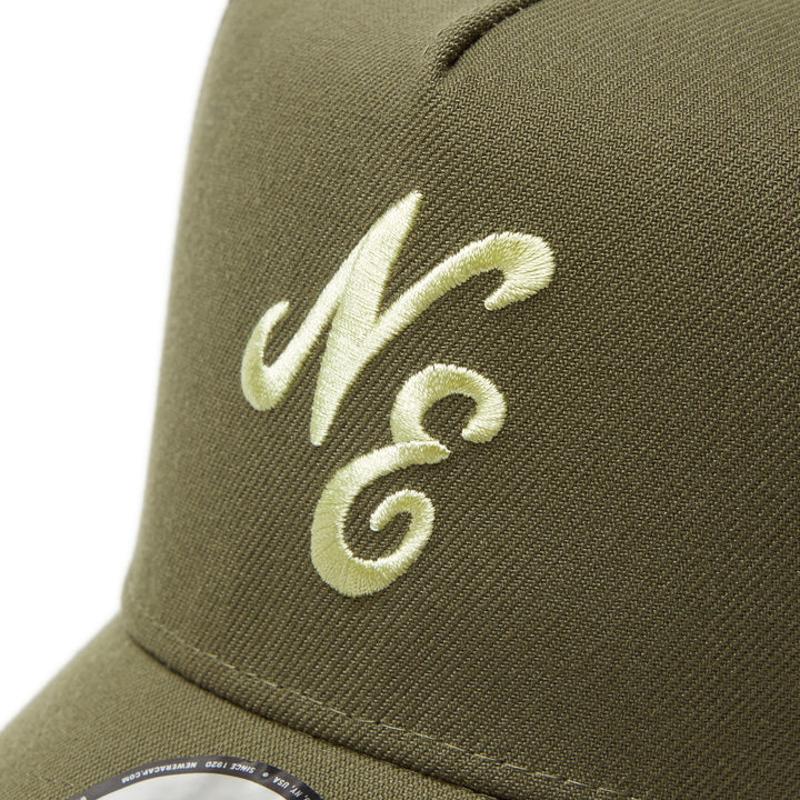 9FORTY A-Frame Golf New Era Logo Laser Perforated Olive Snapback