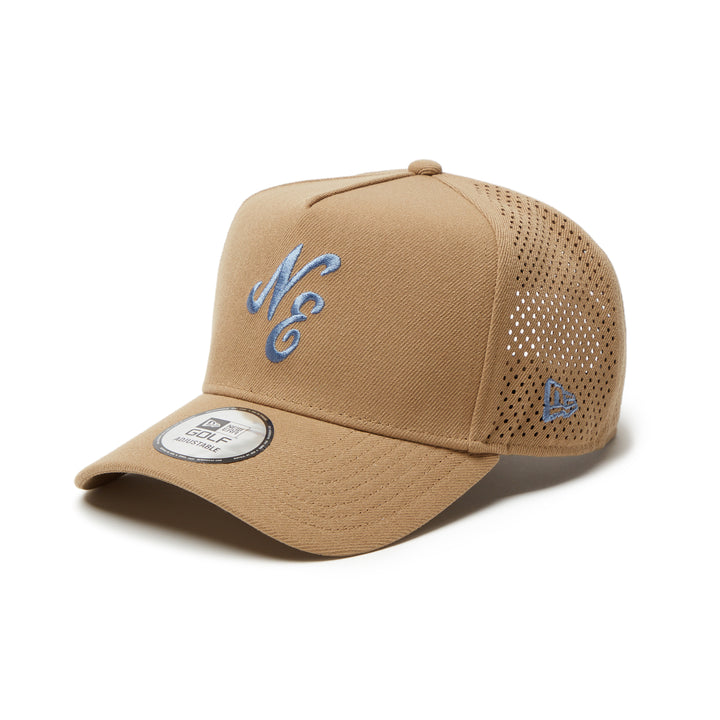 9FORTY A-Frame Golf New Era Logo Laser Perforated Khaki Snapback