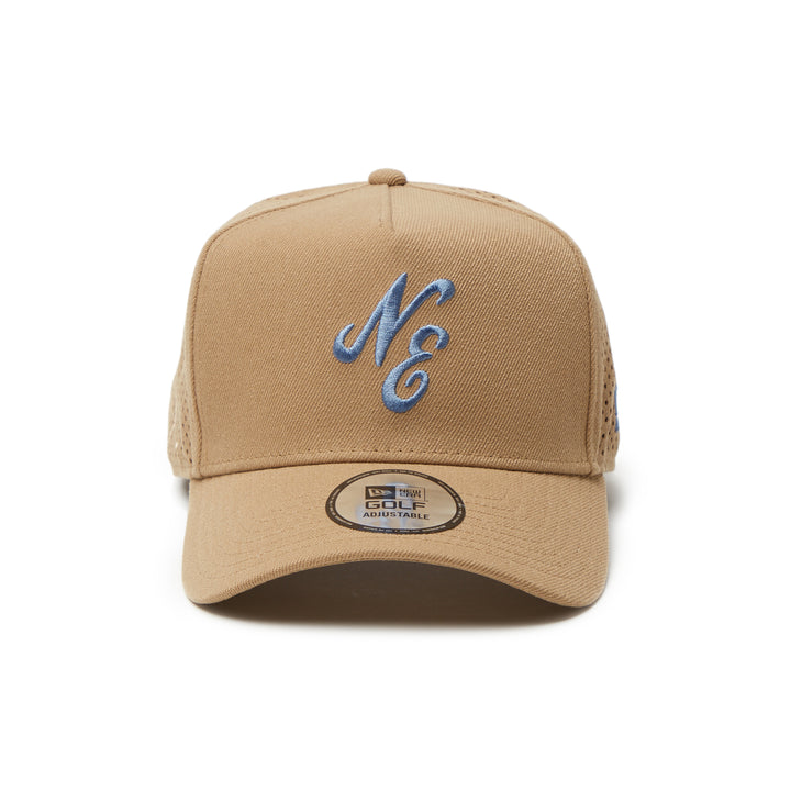 9FORTY A-Frame Golf New Era Logo Laser Perforated Khaki Snapback