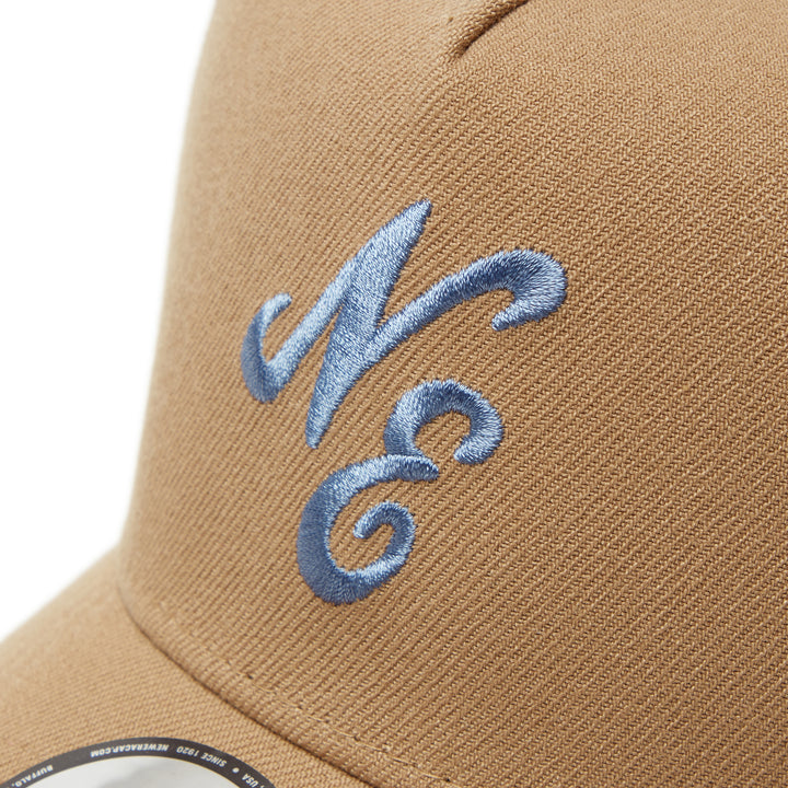9FORTY A-Frame Golf New Era Logo Laser Perforated Khaki Snapback