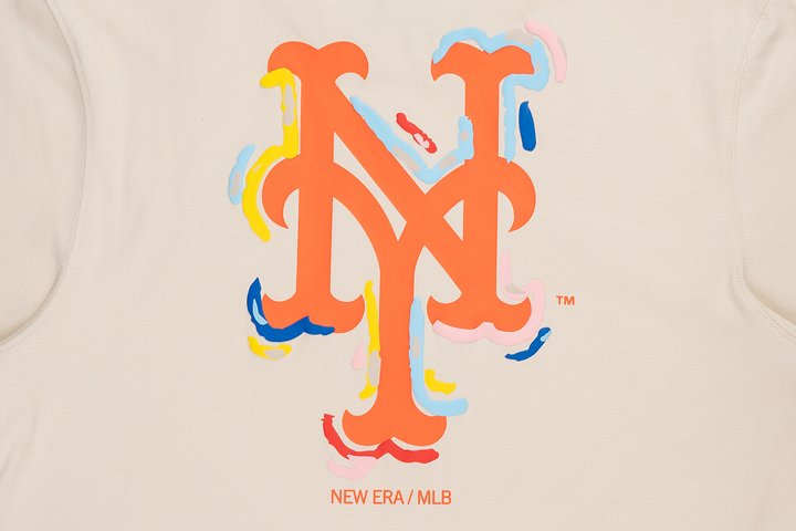 New York Mets Tint Brush Light Cream Short Sleeve T-Shirt