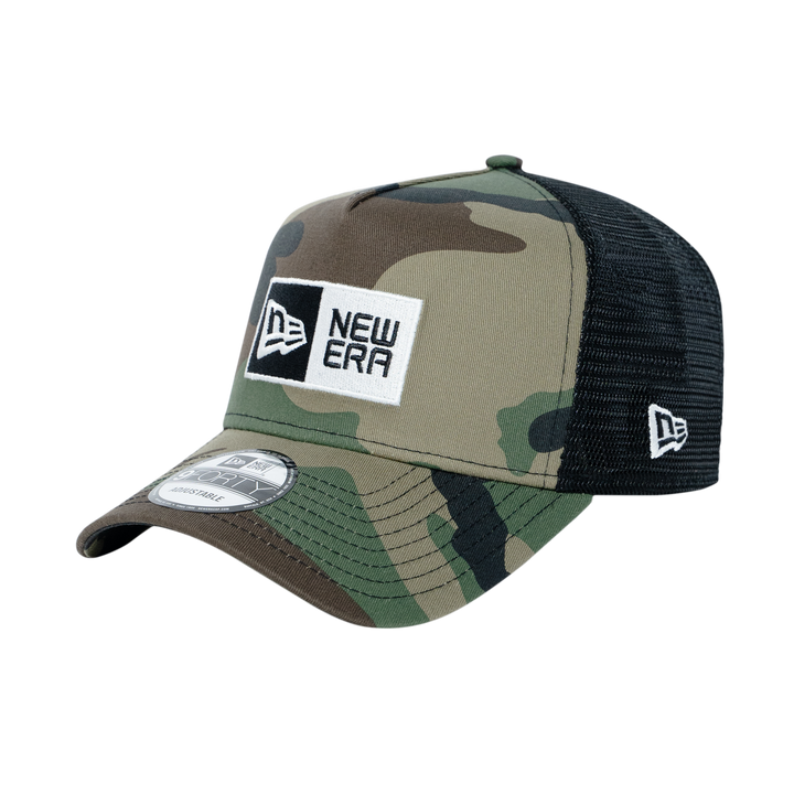 9FORTY A-Frame Trucker Box Logo Woodland Camo Snapback