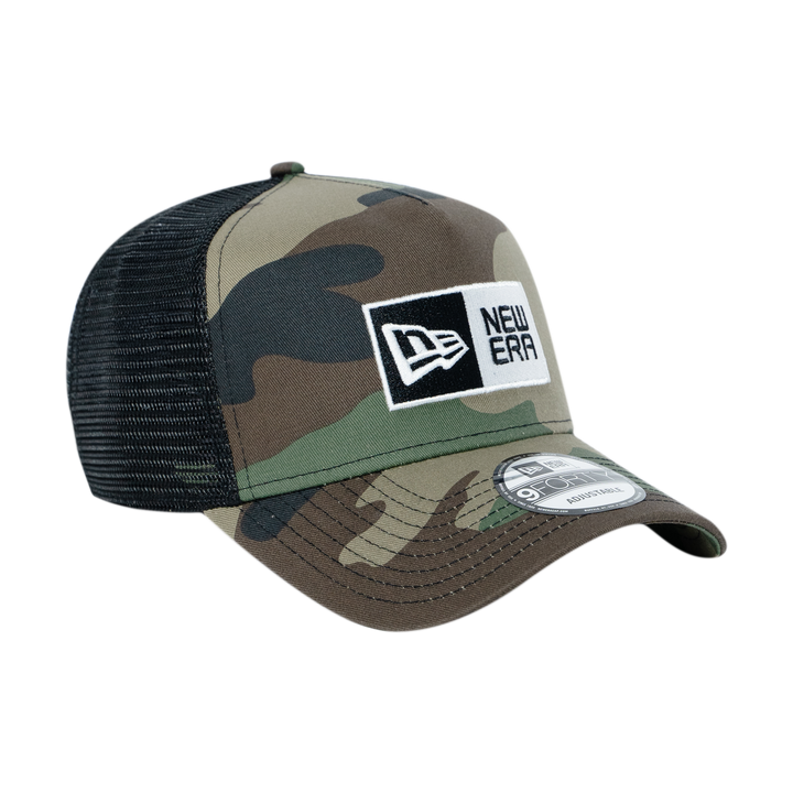9FORTY A-Frame Trucker Box Logo Woodland Camo Snapback