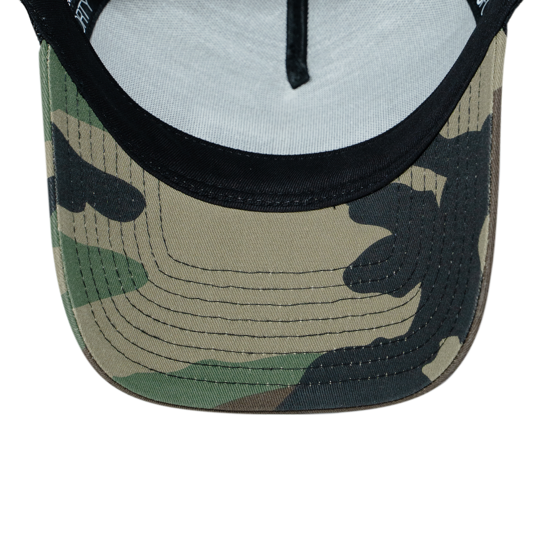 9FORTY A-Frame Trucker Box Logo Woodland Camo Snapback