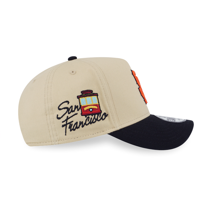 9FORTY A-Frame San Francisco Giants City Side Patch 2-Tone Black Visor Vegas Gold Snapback