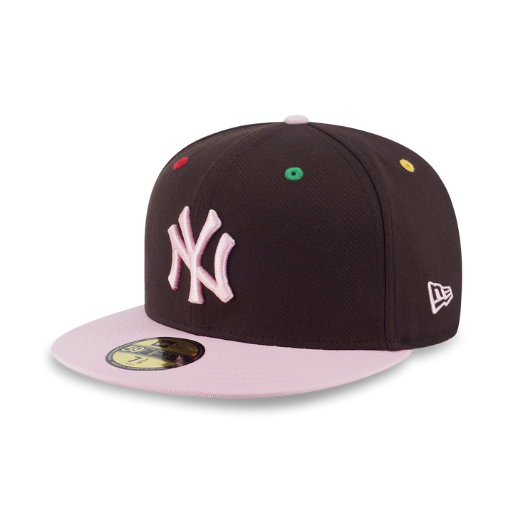 59FIFTY New York Yankees Smarties  2-Tone Soft Pink Visor Chocolate Fitted
