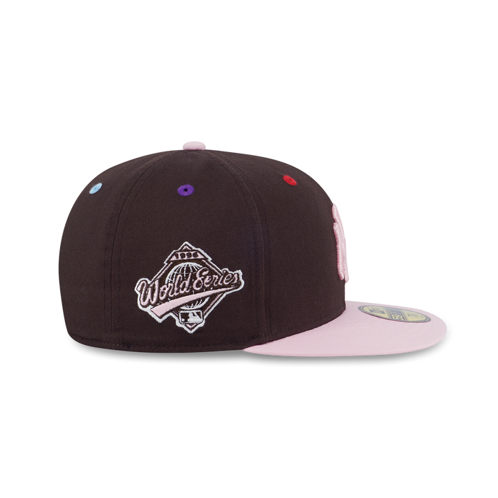 59FIFTY New York Yankees Smarties  2-Tone Soft Pink Visor Chocolate Fitted