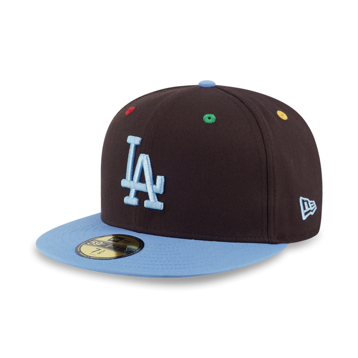 59FIFTY Los Angeles Dodgers Smarties Soft Blue Visor Chocolate Fitted Cap Fitted