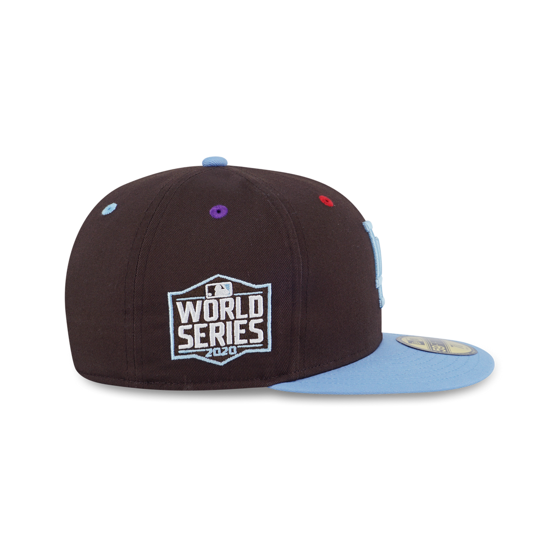 59FIFTY Los Angeles Dodgers Smarties Soft Blue Visor Chocolate Fitted Cap Fitted