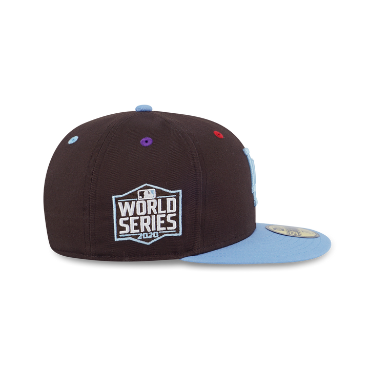 59FIFTY Los Angeles Dodgers Smarties Soft Blue Visor Chocolate Fitted Cap Fitted