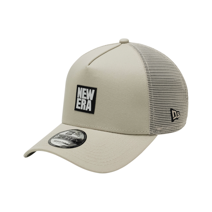 9FORTY A-Frame Trucker Square Logo Woven Patch Stone Snapback