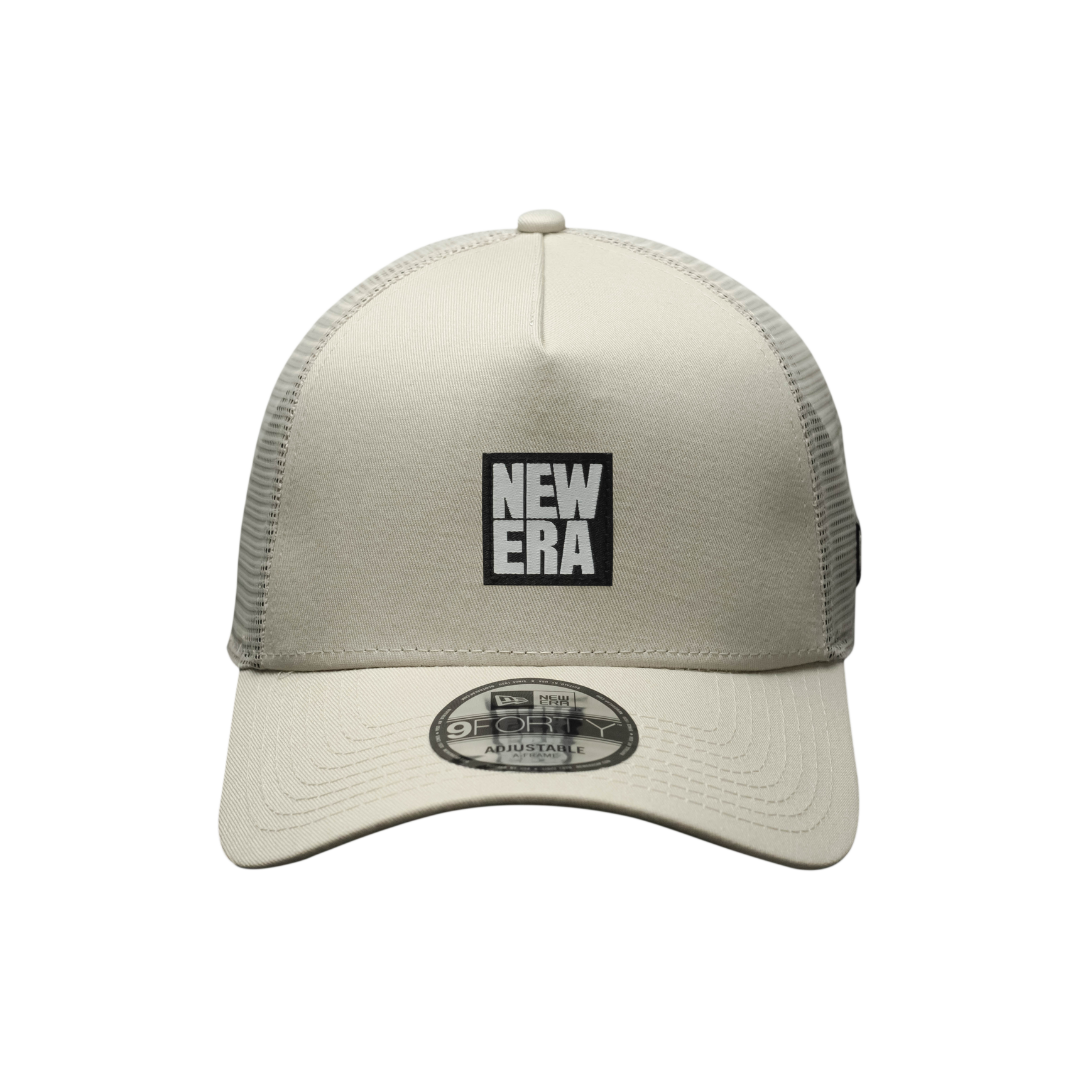 9FORTY A-Frame Trucker Square Logo Woven Patch Stone Snapback