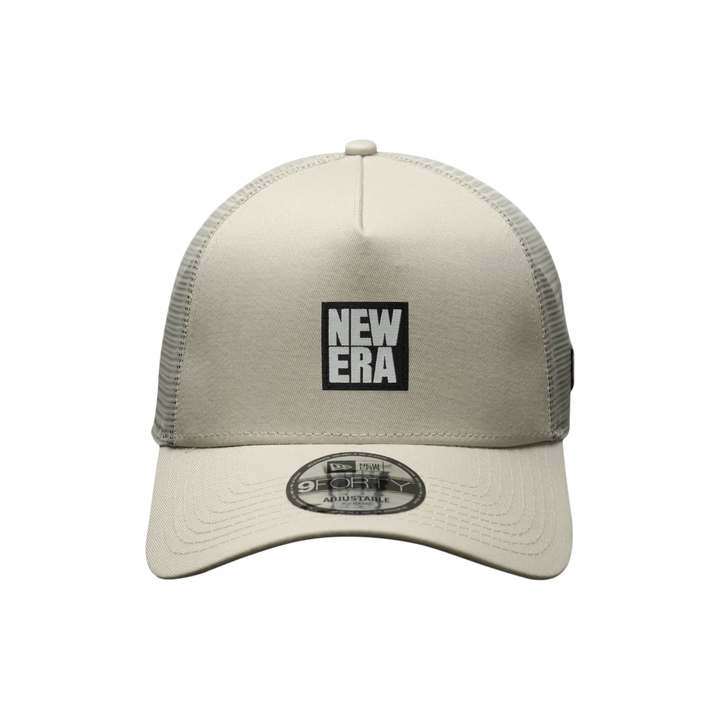9FORTY A-Frame Trucker Square Logo Woven Patch Stone Snapback