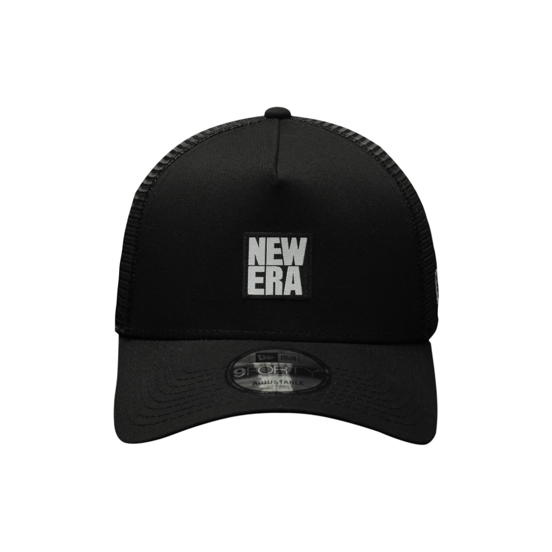 9FORTY A-Frame Trucker Square Logo Woven Patch Black Snapback