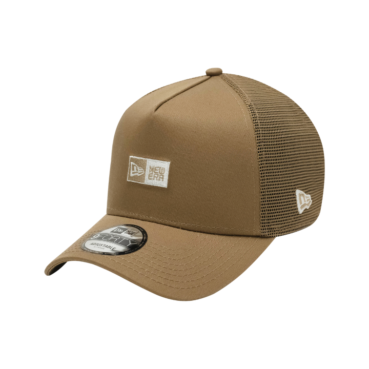 9FORTY A-Frame Trucker Box Logo Khaki Snapback