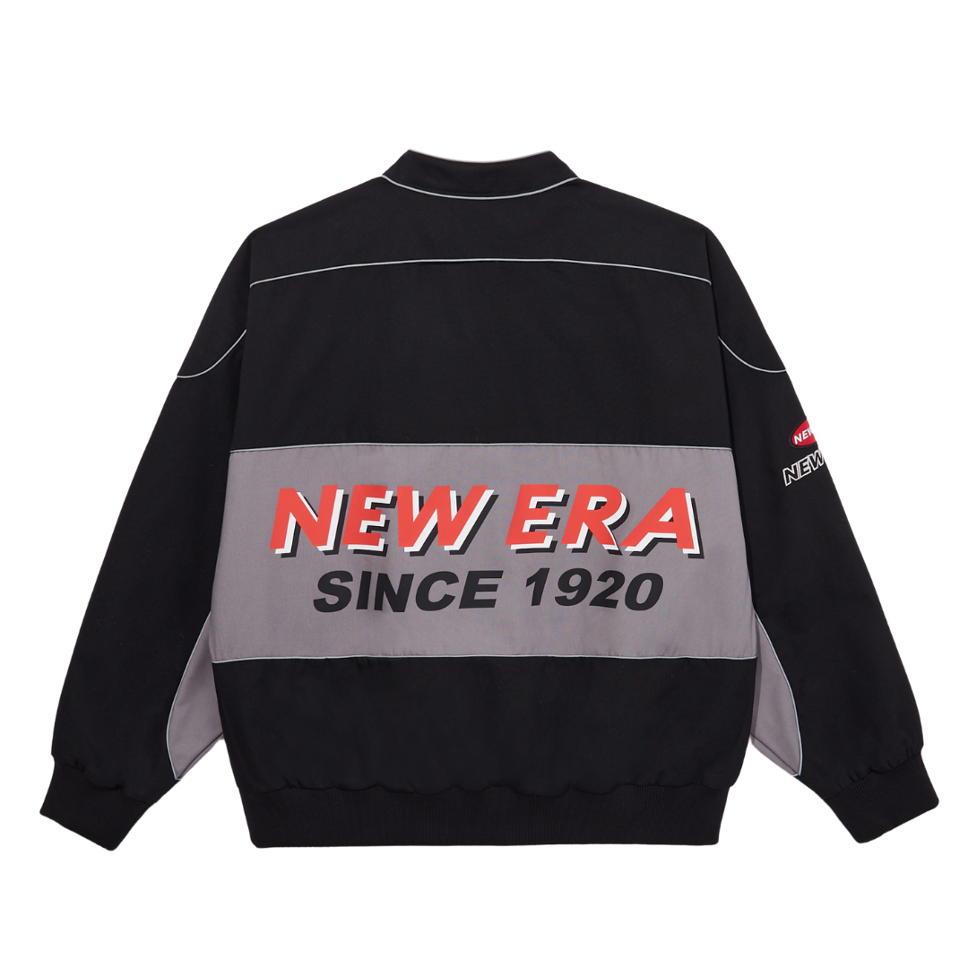 New Era Racer Revival Black Grey Denim Woven Jacket