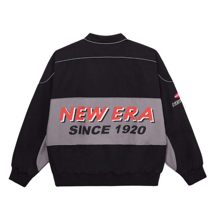 New Era Racer Revival Black Grey Denim Woven Jacket