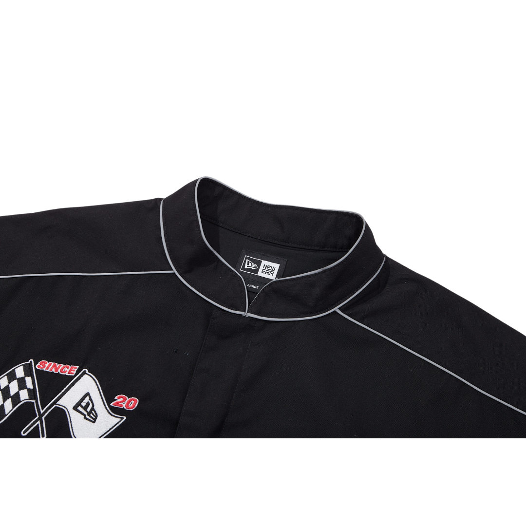 New Era Racer Revival Black Grey Denim Woven Jacket