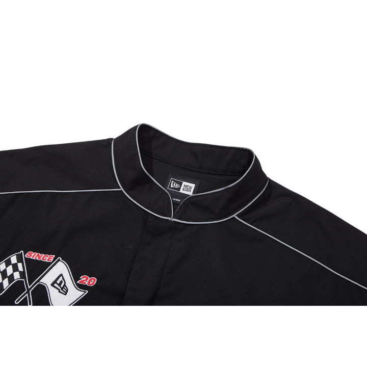 New Era Racer Revival Black Grey Denim Woven Jacket