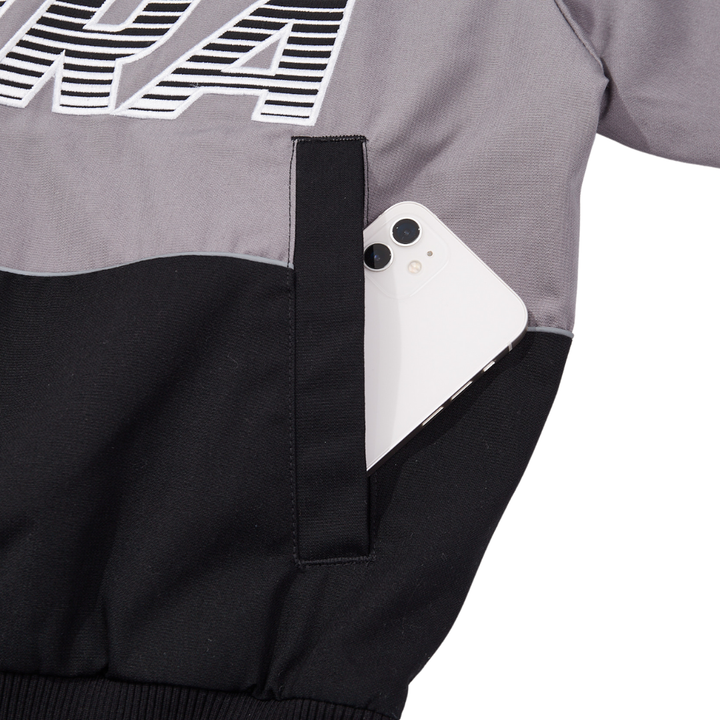 New Era Racer Revival Black Grey Denim Woven Jacket