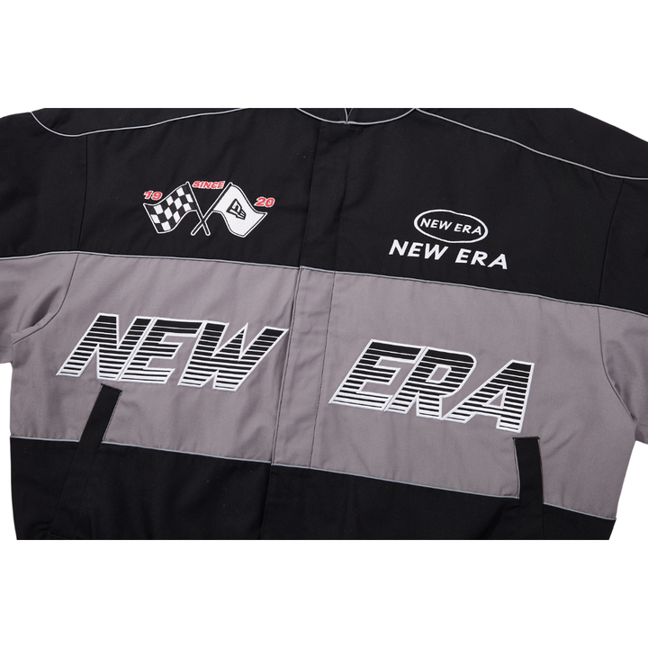 New Era Racer Revival Black Grey Denim Woven Jacket