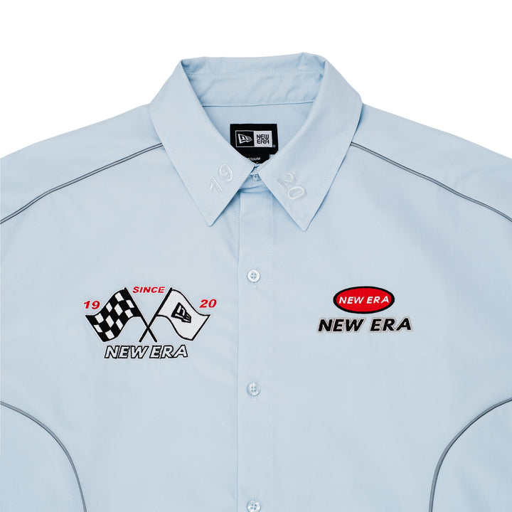 New Era Racing Light Blue Short Sleeve Woven Shirt