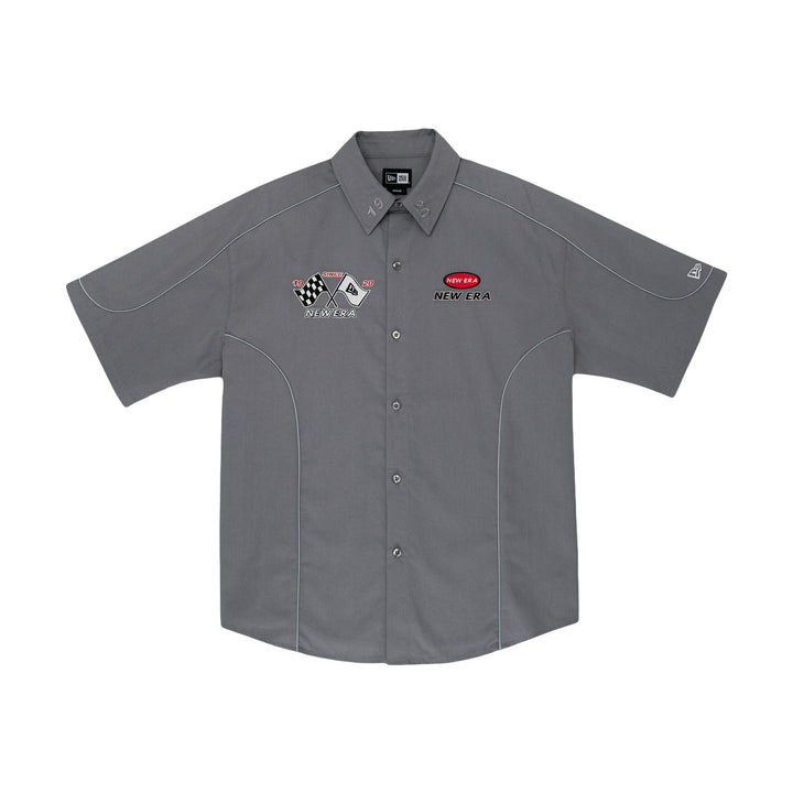 New Era Racing Grey Short Sleeve Woven Shirt