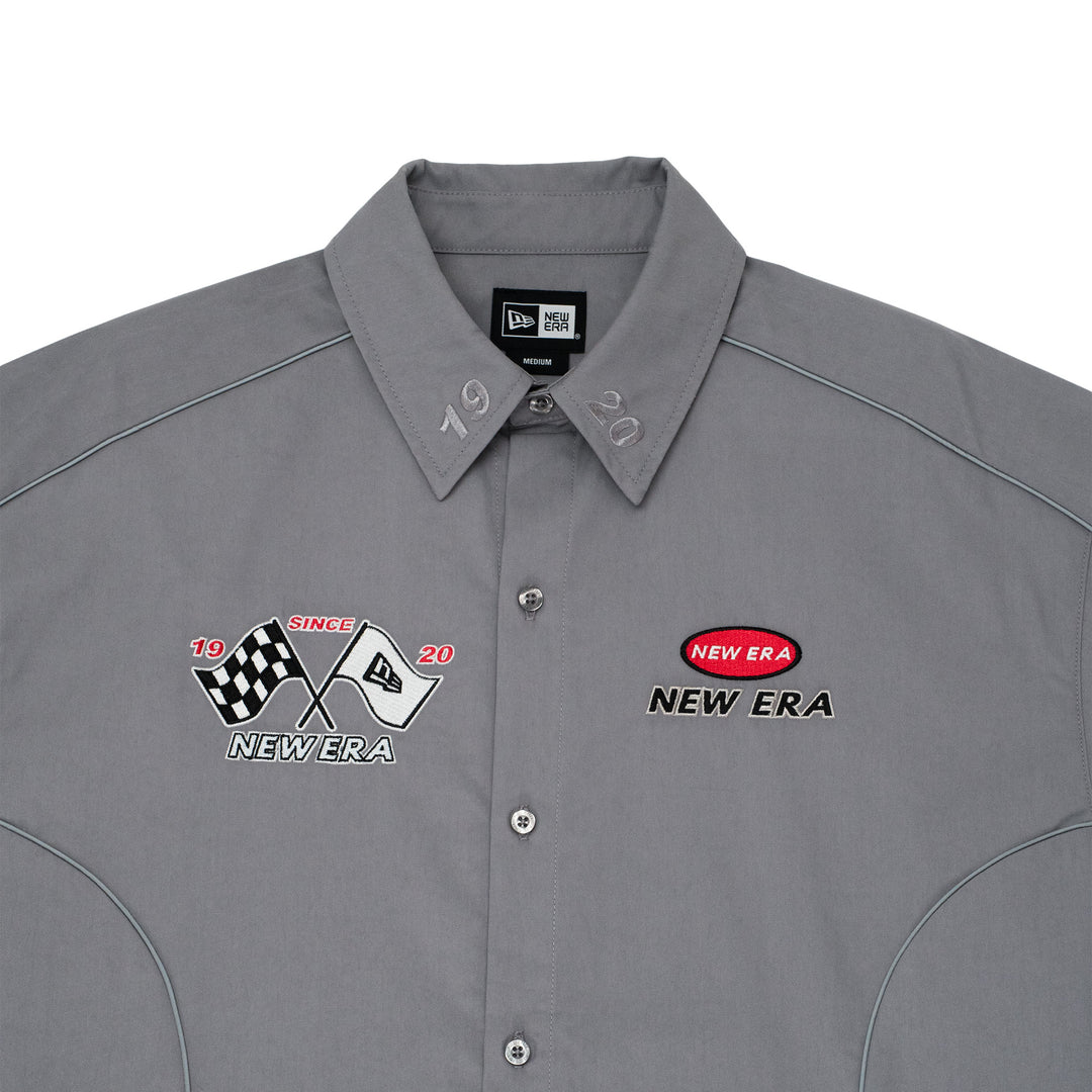 New Era Racing Grey Short Sleeve Woven Shirt