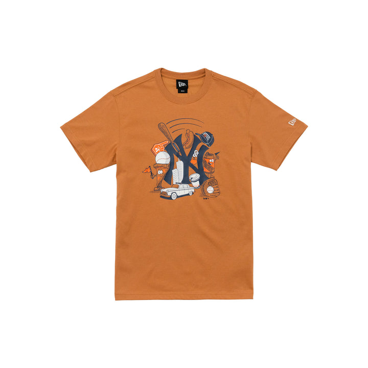 New York Yankees MLB Graphic Deep Sand Brown Short Sleeve T-Shirt