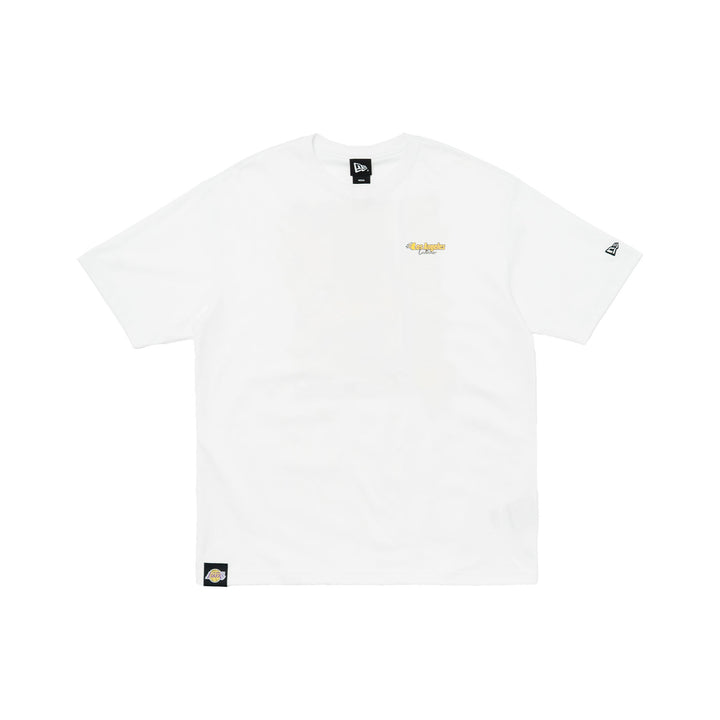 Los Angeles Lakers NBA Flame Graphic White Oversized Short Sleeve T-Shirt