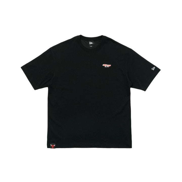 Chicago Bulls NBA Flame Graphic Black Oversized Short Sleeve T-Shirt