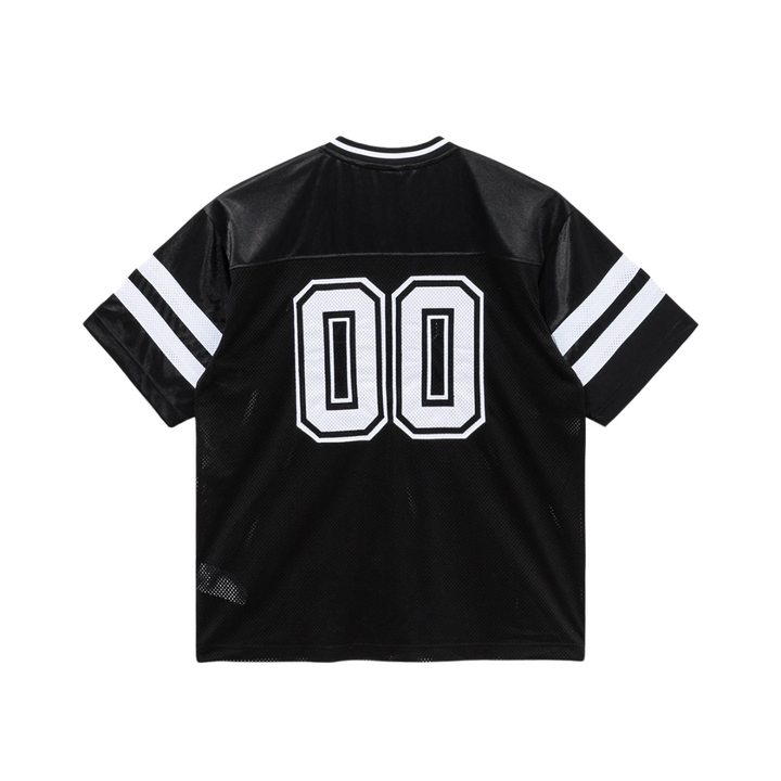 Retro Sports Mesh Top Black Short Sleeve T-Shirt