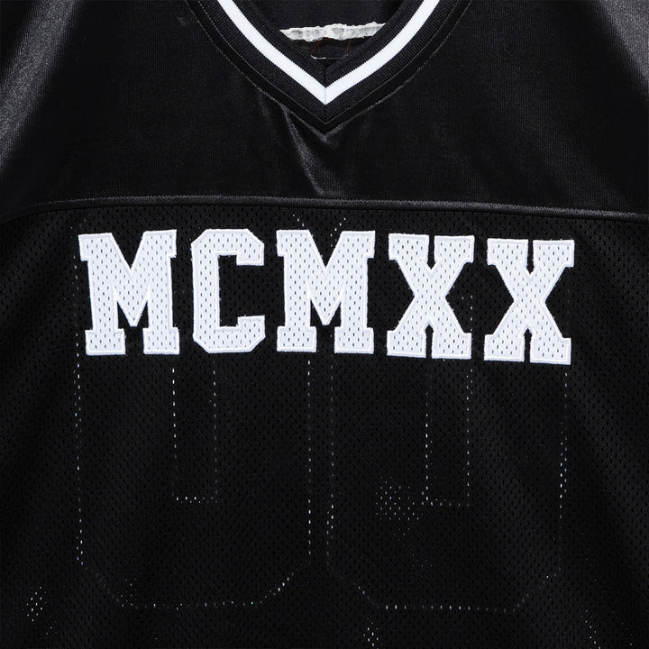 Retro Sports Mesh Top Black Short Sleeve T-Shirt