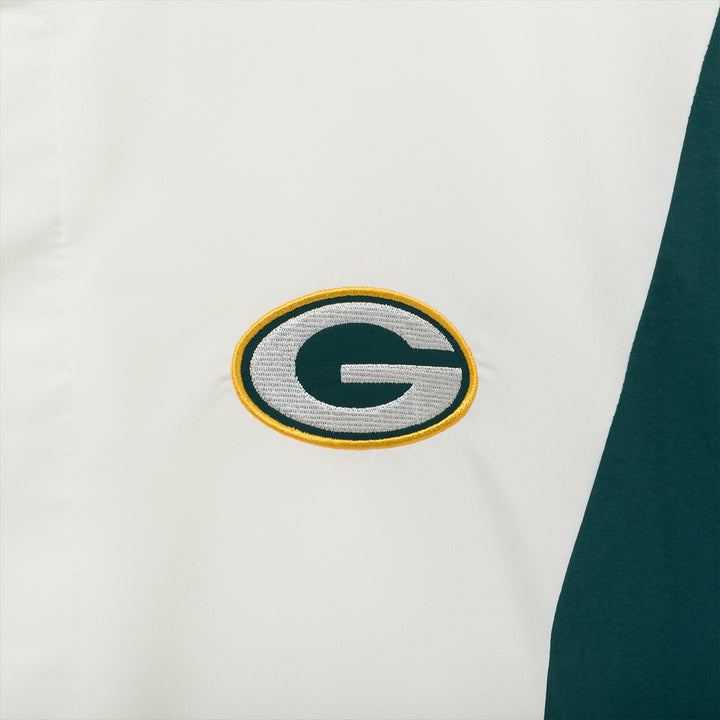 Green Bay Packers NFL Off White Windbreaker Anorak Jacket