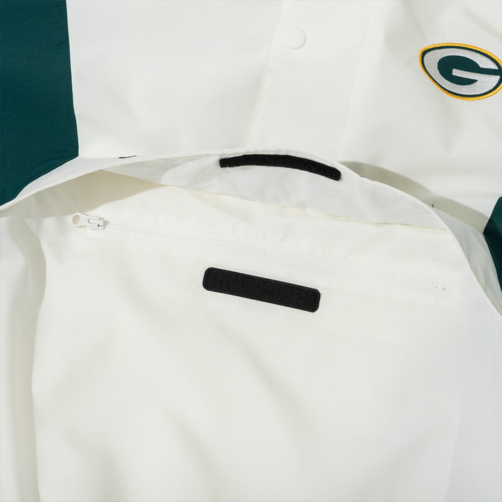 Green Bay Packers NFL Off White Windbreaker Anorak Jacket