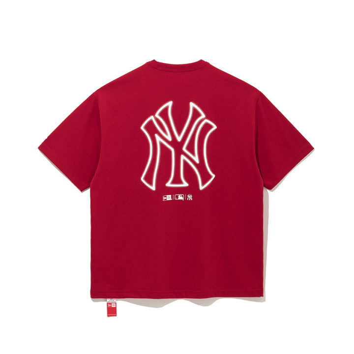 New York Yankees MLB Neon Logo Red Short Sleeve T-Shirt