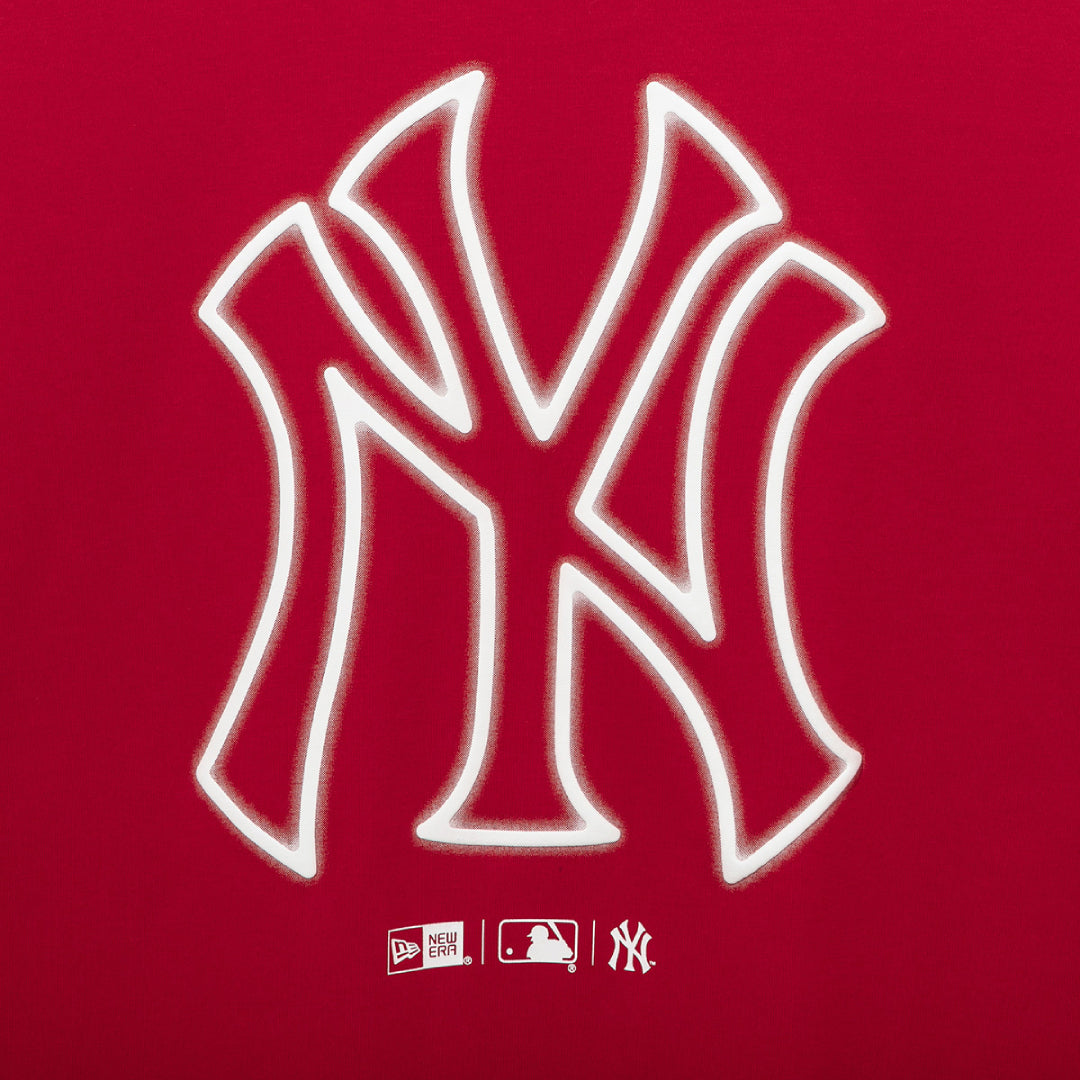 New York Yankees MLB Neon Logo Red Short Sleeve T-Shirt