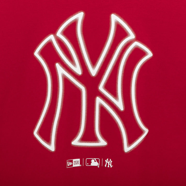 New York Yankees MLB Neon Logo Red Short Sleeve T-Shirt