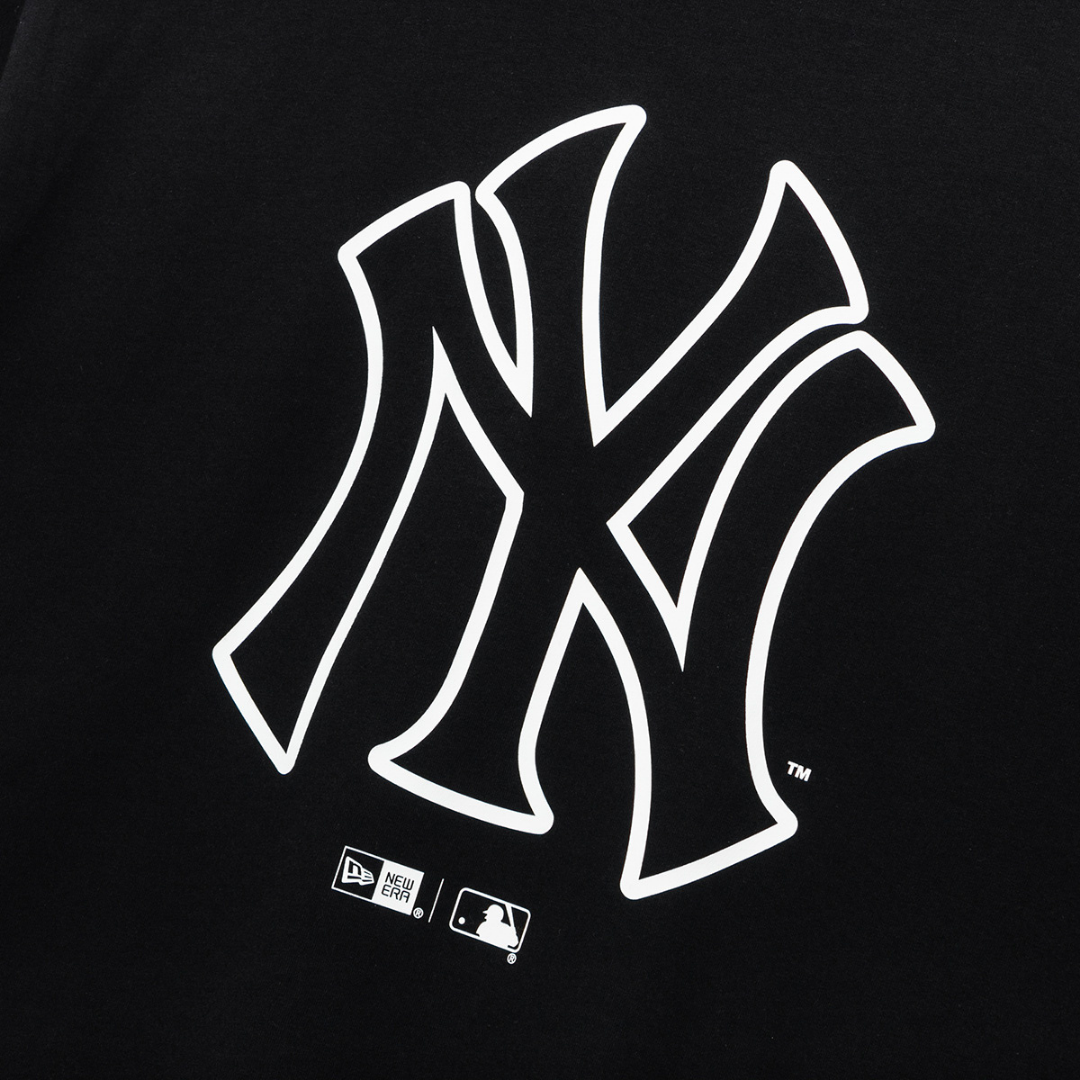 New York Yankees MLB Line Logo Black Short Sleeves T-Shirt