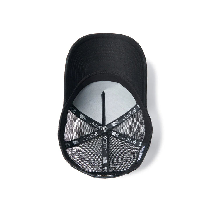 9FORTY A-Frame Trucker Kids Box Logo Embroidered Black Adjustable
