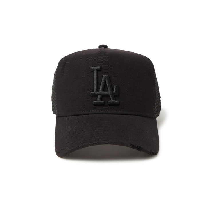 9FORTY A-Frame Trucker Los Angeles Dodger MLB Damaged Black Snapback