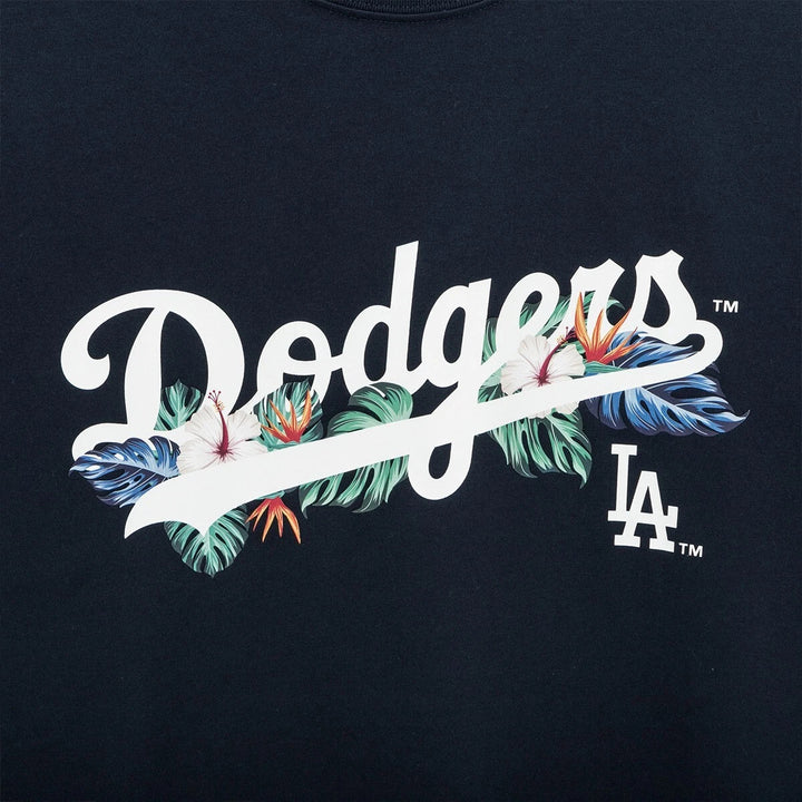 Los Angeles Dodgers Flower Script Navy Short Sleeves T-Shirt