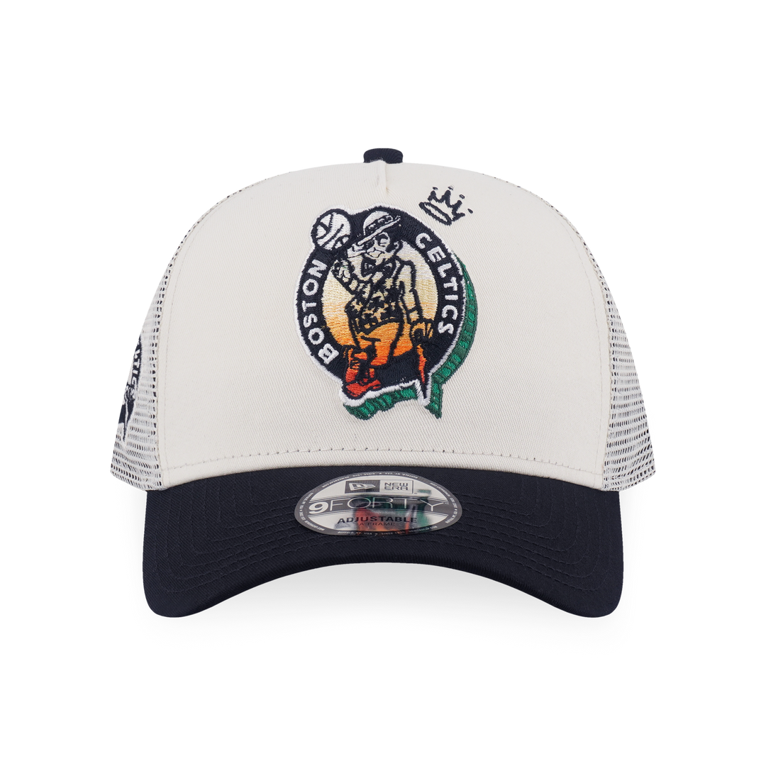 9FORTY A-Frame Trucker Boston Celtics League Mix Chrome White Snapback