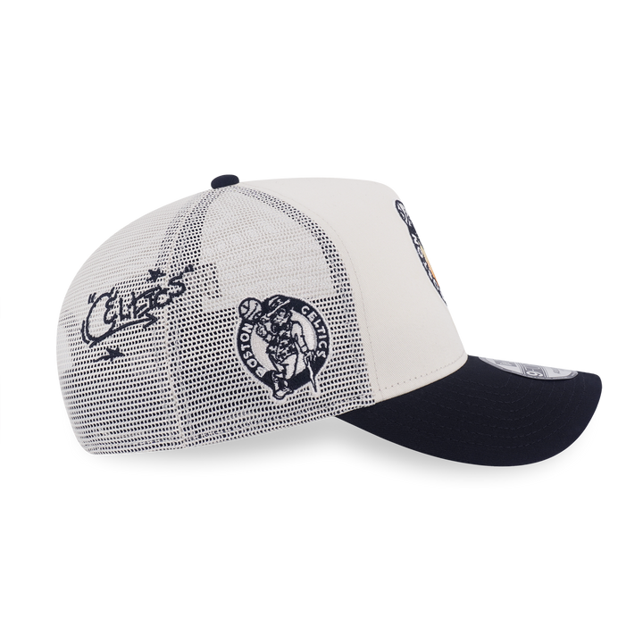 9FORTY A-Frame Trucker Boston Celtics League Mix Chrome White Snapback