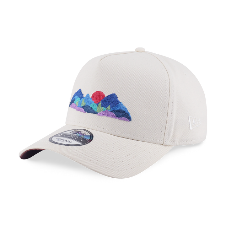 9FORTY A-Frame New Era Mountain Logo Chrome White Snapback