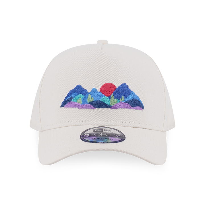 9FORTY A-Frame New Era Mountain Logo Chrome White Snapback